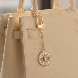 Gold Dipped CZ Pave Evil Eye Bag Charm